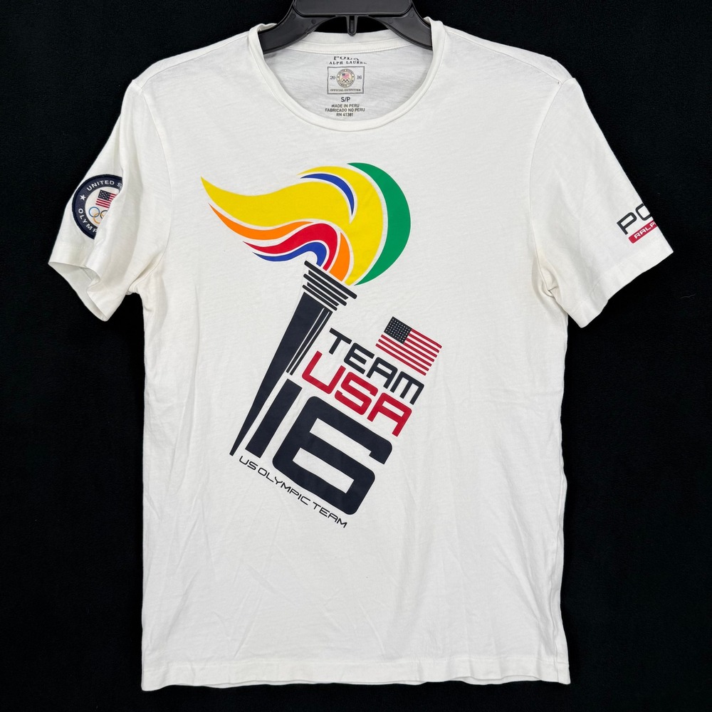 Polo Ralph Lauren Team USA 2016 Rio Olympics T-Shirt Small White Graphic